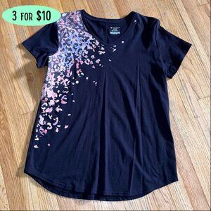 Black Tee With Leopard Accent